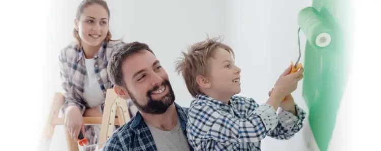 Family painting wall